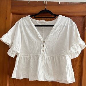 White Ruffled Women's Top